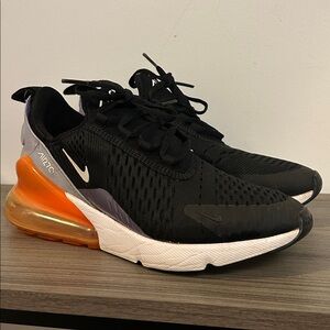 Nike Air Max 270 Black Orange Accent Sneakers Women’s 7 / Youth 5.5